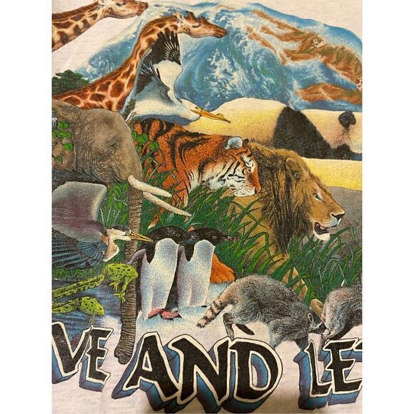 Animal Tee X Vintage Live and Let Live Wildlife Animals Earth shirt Habitat XCIl - Picture 1 of 15